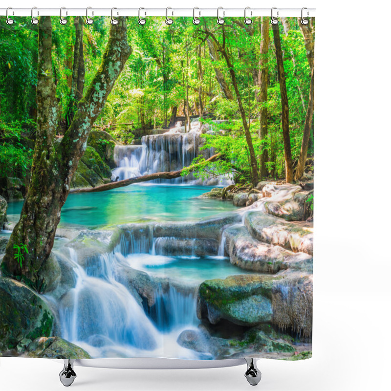 Personality  Cool Waterfall In Deep Forest Shower Curtains