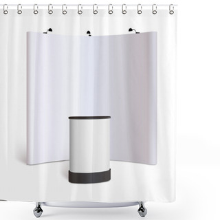 Personality  Trade Show Booth Mock-up. Vector Isolated On White Background Shower Curtains