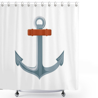 Personality  Ship Anchor On White Background Shower Curtains