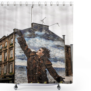Personality  Vettriano Mural Of Billy Connelly, Dixon Street, Glasgow, Scotla Shower Curtains