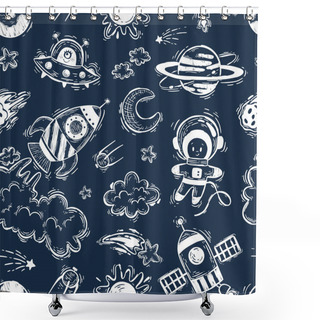 Personality  Cosmos Seamless Pattern. Vector Astronomy Texture For Print. Shower Curtains