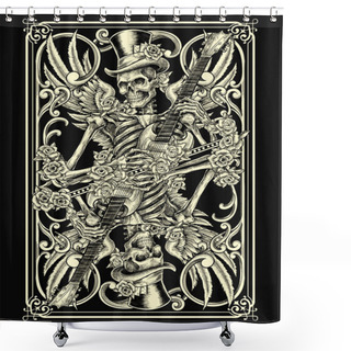 Personality  Classic Skeleton Playing Card Shower Curtains