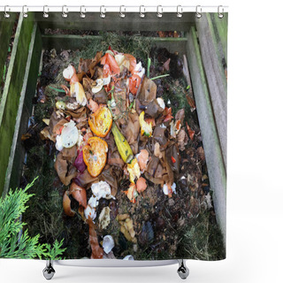 Personality  Fresh Bio Waste And Compost With Orange Peels  Shower Curtains