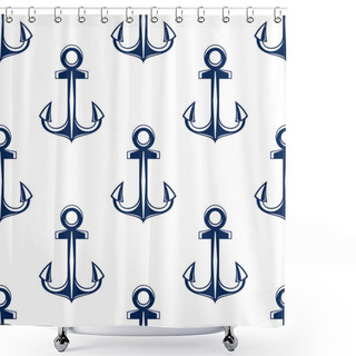 Personality  Seamless Blue Marine Anchors Pattern Shower Curtains