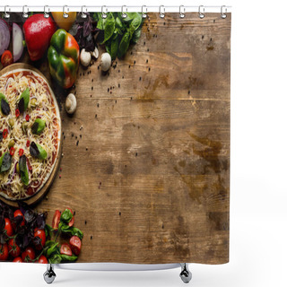 Personality  Raw Homemade Pizza With Ingredients Shower Curtains