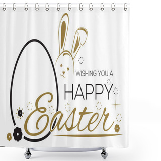 Personality  Greeting Inscription With The Easter Bunny And Easter Eggs. Wishing You A Happy Easter Shower Curtains