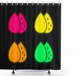 Personality  Almond Four Color Glowing Neon Vector Icon Shower Curtains