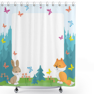 Personality  Fox And Rabbit Background Shower Curtains