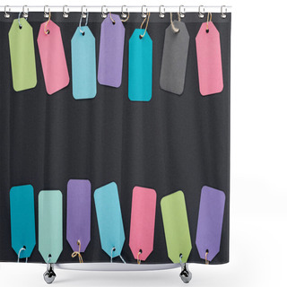 Personality  Top View Of Colorful Discount Tags On Black Background For Black Friday    Shower Curtains