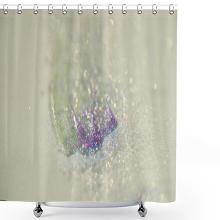 Personality  Close Up View Of Shiny Purple Glitter On White Background  Shower Curtains