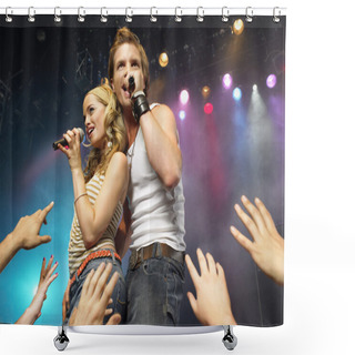 Personality  Young Man And Woman Singing Shower Curtains