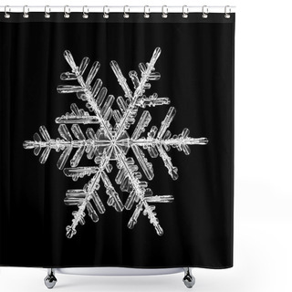 Personality  Snowflake Isolated On A Black Background Natural Shower Curtains
