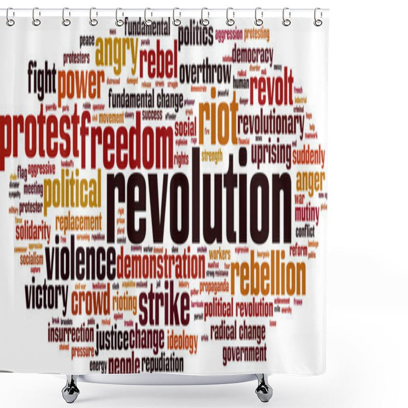 Personality  Revolution Word Cloud Shower Curtains