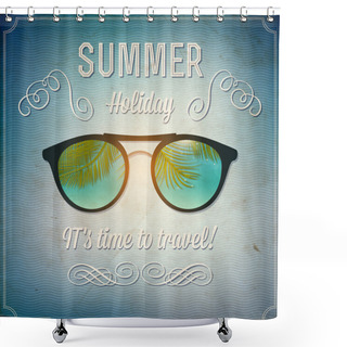 Personality  Retro Summertime Background Vector Illustration   Shower Curtains