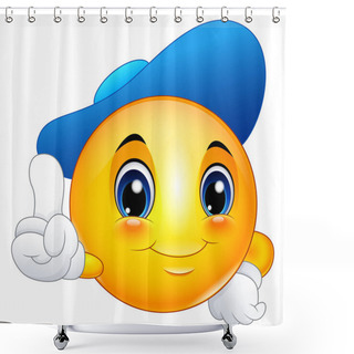 Personality  Cartoon Emoticon Smiley Wearing A Cap And Pointing Shower Curtains