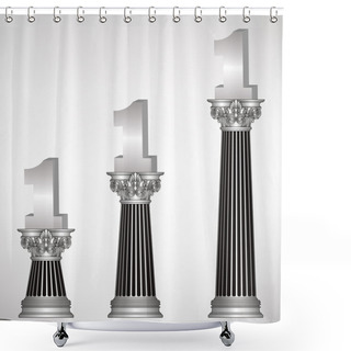 Personality  Greece Column, Laurel Wreath And Number One. Eps10 Vector Illustration Shower Curtains