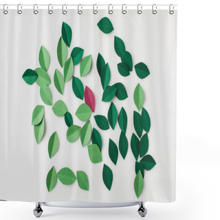 Personality  Heap Of Green Paper Leaves Shower Curtains