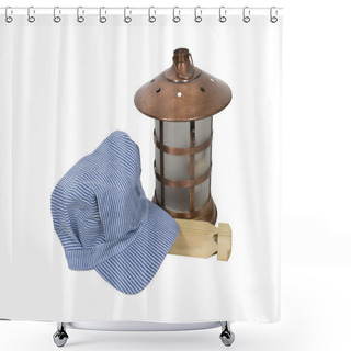 Personality  Railroad Engineer Hat And Lantern Shower Curtains