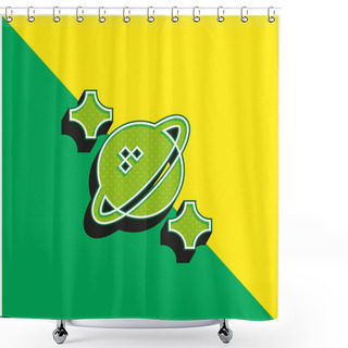 Personality  Astrophysics Green And Yellow Modern 3d Vector Icon Logo Shower Curtains