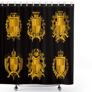 Personality  Shields, Set Of Design Elements Shower Curtains