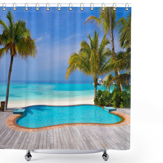 Personality  Pool On A Tropical Beach Shower Curtains