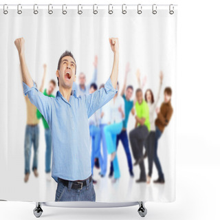 Personality  Group Of Happy Hugging And Cheering Shower Curtains