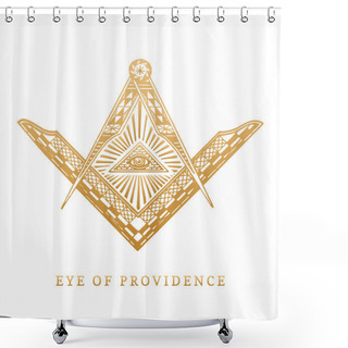 Personality  Engraving Masonic Logo Emblem Shower Curtains