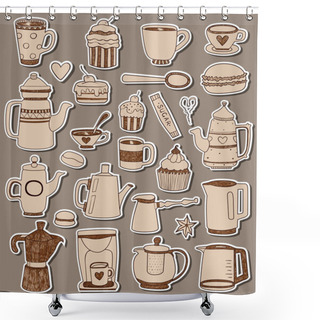 Personality  Tea, Coffee And Desserts Shower Curtains