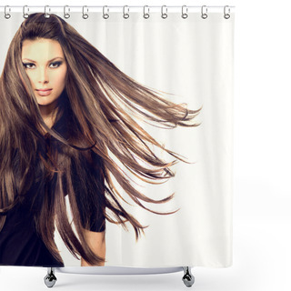 Personality  Girl  With Long Blowing Hair. Shower Curtains