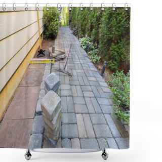 Personality  Stone Pavers And Tools For Side Yard Landscaping Shower Curtains