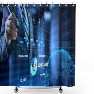 Personality  Compliance Rules Regulation Policy Law. Business Technology Concept Shower Curtains
