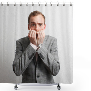 Personality  Worried Businessman Shower Curtains