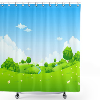 Personality  Green Landscape With Trees Shower Curtains