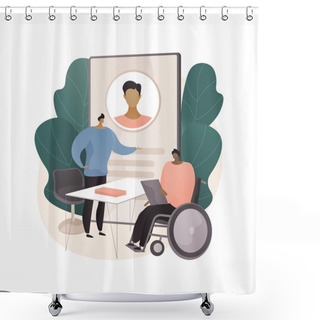 Personality  Disabled Employment Abstract Concept Vector Illustration. Shower Curtains