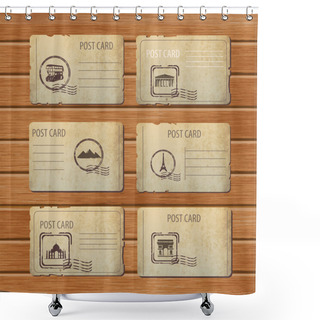 Personality  Set Of Travel Vintage Postcard Designs Shower Curtains