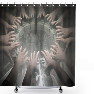 Personality  Indian Rupee Currency Symbol On Mirror And Covered In Smoke Shower Curtains