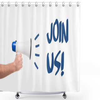 Personality  Person Holding Megaphone Shower Curtains