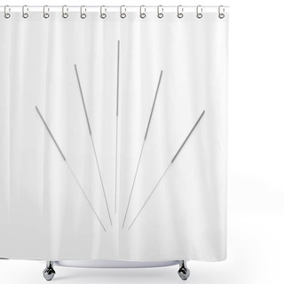 Personality  Needles For Acupuncture On White Background Shower Curtains