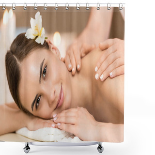 Personality  Attractive Woman Having Massage Shower Curtains