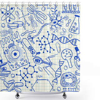 Personality  Biology Doodles Seamless Pattern Shower Curtains