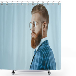 Personality  Man In Eyeglasses With Stylish Hairstyle Shower Curtains