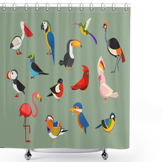 Personality  Popular Birds Icon Set Shower Curtains