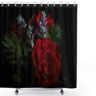 Personality  Bouquet - Variety Of Flowers, Studio Shot With Black Backdrop Shower Curtains