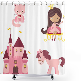Personality  Pink Princess Design Elements Shower Curtains