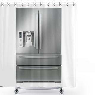 Personality  Fridge Freezer. Side By Side Stainless Steel Refrigerator  With  Shower Curtains