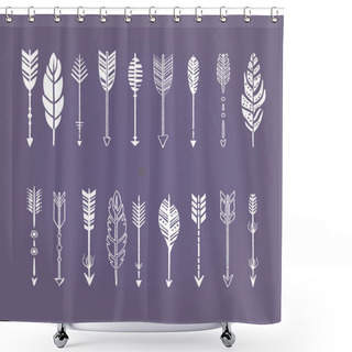 Personality  Set Of Arrows White In Hand-Drawn Design, Vector Illustration Shower Curtains
