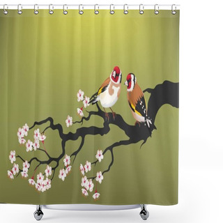 Personality  Branch Of Blooming Cherry Shower Curtains