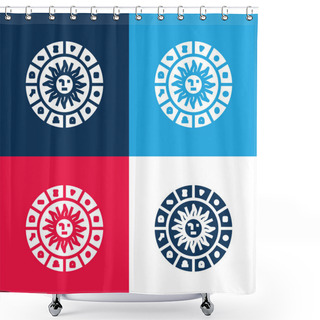 Personality  Astrology Blue And Red Four Color Minimal Icon Set Shower Curtains