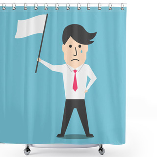 Personality  Cartoon Flat Businessman With White Flag Shower Curtains
