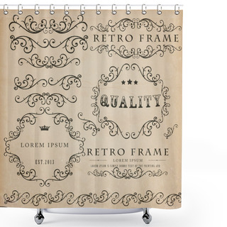 Personality  Vintage Design Elements Set Shower Curtains